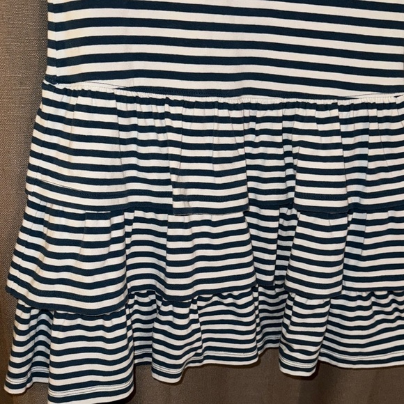 Hannah Anderson Navy Striped Kids/Girls Ruffled Dress w/Front Pocket Size 8 - Picture 6 of 16